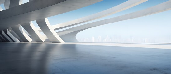 Modern Futuristic Bridge Architecture Against City Skyline