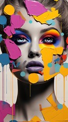 Colorful face of a woman with paint