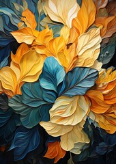 Colorful Leaves with Teal and Orange
