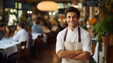 Portrait of a Smiling Chef in a Restaurant