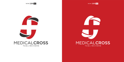 Medical cross logo template, health care icon, doctor clinic symbol, hospital logo design