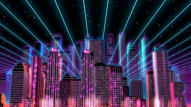 night sky of Futuristic Neon Laser City VJ Loop