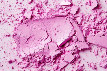 Bubblegum pink makeup eyeshadow or blush cosmetic product, graphic banner, up close
