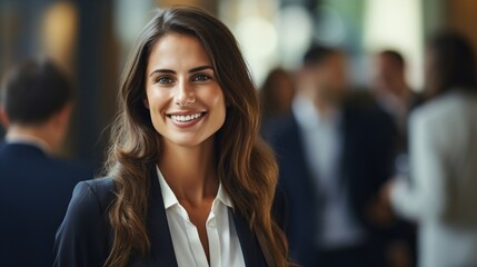 Obraz premium Confident businesswoman in a suit smiling at the camera