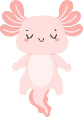 Cute baby Axolotl Mexican walking fish in pink