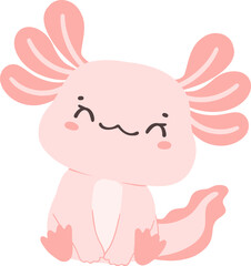 Cute baby Axolotl Mexican walking fish in pink