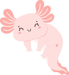 Cute baby Axolotl Mexican walking fish in pink