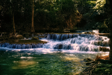 Natural waterfalls, tourist spots in central Thailand