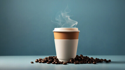 the beauty of a pristine coffee moment by taking a photo of a paper cup against a solid color backdrop