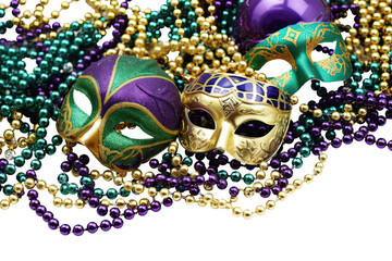 Mardi Gras design on transparent background created with Generative AI technology