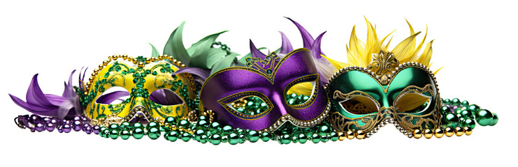 Mardi Gras design on transparent background created with Generative AI technology - obrazy, fototapety, plakaty