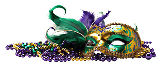 Mardi Gras design on transparent background created with Generative AI technology