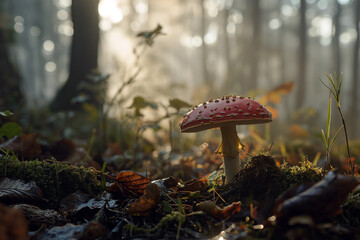 Amanita Muscaria Mushrrom in the Forrest