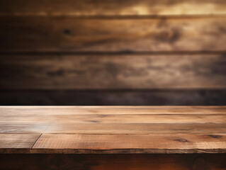 Rustic wooden table against blurred background
