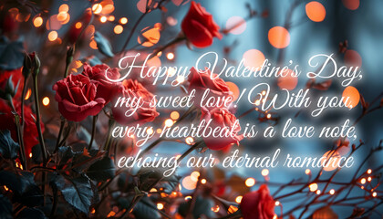 Happy Valentine's Day quote with wonderful Valentine's background