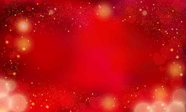 Vector red blur hearts on a glowing background