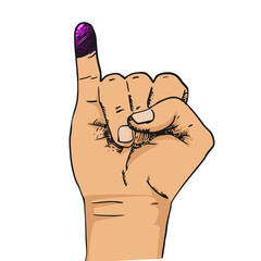 hand drawing vector little finger after voting on Indonesia's presidential election