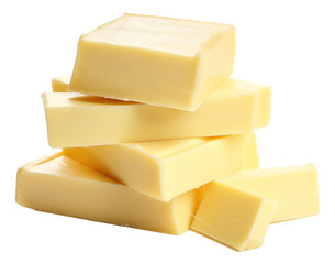 Pieces of butter isolated.