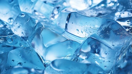 Close-up of Ice Cubes with Water Droplets