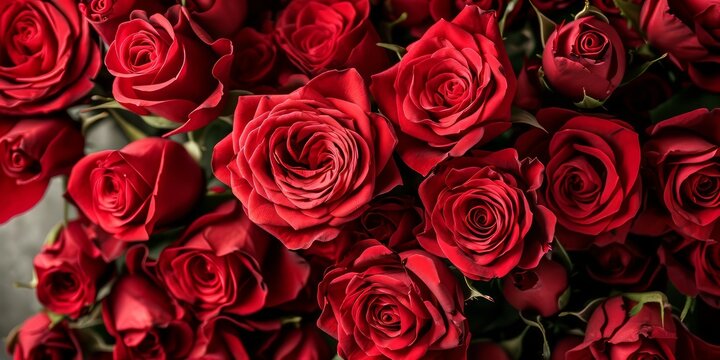 Bouquet of beautiful red roses as background, closeup view