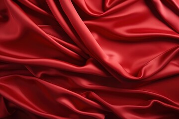 Fototapeta premium Red silk fabric with folds