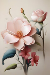 Flower painting on the wall. Abstract floral background for your design.