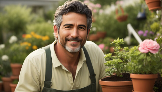 A man smiling at garden 