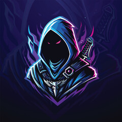 streamer gamer hooded mascot esport logo design © MDRAFIQUL