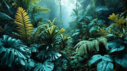 Emerald Tropical Forest Foliage Background, Wallpaper Pictures, Background Hd