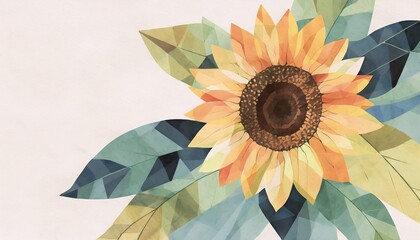 sunflower, watercolor flower background image, 16:9 widescreen wallpaper