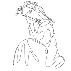 One line art of gorgeous women. One line art. One line art women.