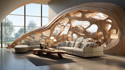 Fototapeta premium Modern organic interior design living room