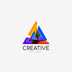 Triangle abstract logo, business emblem icon