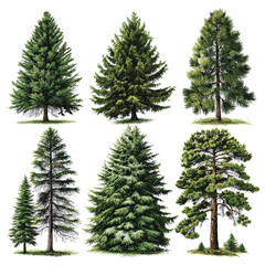 Obraz premium Isolated pine tree on white, Festively decorated Christmas tree with snow