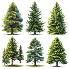 Fototapeta premium Isolated pine tree on white, Festively decorated Christmas tree with snow