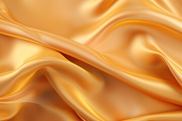 Light brown orange gold yellow silk satin. Color gradient. Golden luxury elegant abstract background. Shiny, shimmer. Curtain. Drapery. Fabric, cloth texture. Web banner. Wide. Panoramic