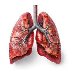 Isolated human lung organ on white background.