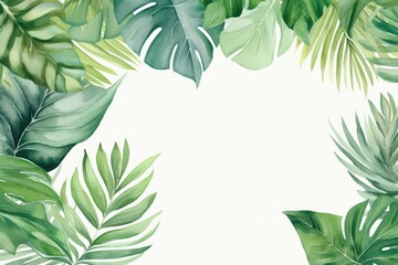 tropical leaves green palm and tropical leaves, in the style of matte drawing - obrazy, fototapety, plakaty