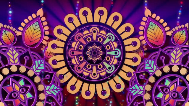 3d golden mandala flowers animation