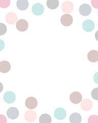 Border Decorated with Various Color of Dots in Pastel Tones on a White Background