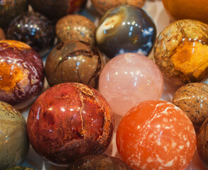 Polished natural mineral gemstones in vivid colors