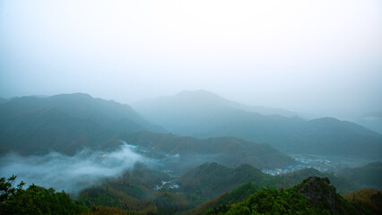 Roofji Mountain, Lu'an City, Anhui Province - the view of the mountain to the sky in foggy weather