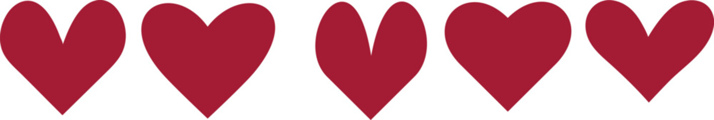 Red Heart Icon Set, Express affection, love, and passion with this stunning collection of red heart icons. Perfect for use in digital design, social media, Valentines Day themes, and romantic projects