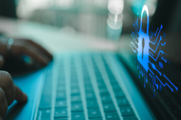 Cyber ​​security and data protection, internet network security, protect business and financial...