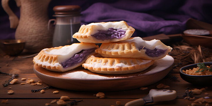 Free photo flower shaped biscuits with on wooden board on the table in other things with light background