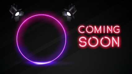 Futuristic Coming Soon Banner with Circular Brilliance and Modern Typography – Ideal for YouTube Videos, Presentations, Product Introductions, Web Pages, New Releases and much more! 