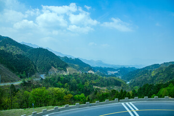 Martin Highway, Lu'an City, Anhui Province - winding mountain scenery against the blue sky