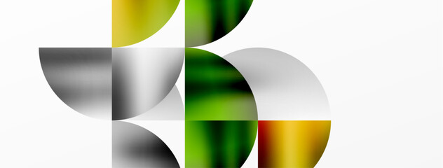 Obraz premium Exquisite backdrop marrying modern minimalism with metallic allure. Featuring round triangles, it exudes geometric sophistication and understated charm for wallpaper, banner, background, landing page