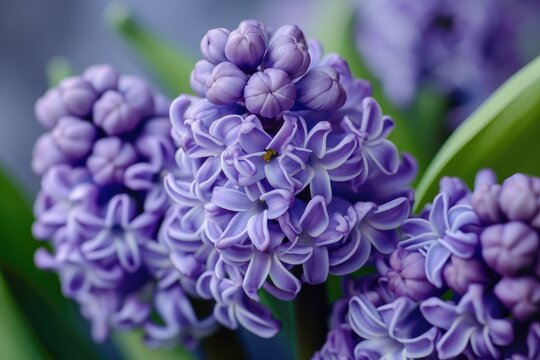 Close up on purple hyacinth flower in spring