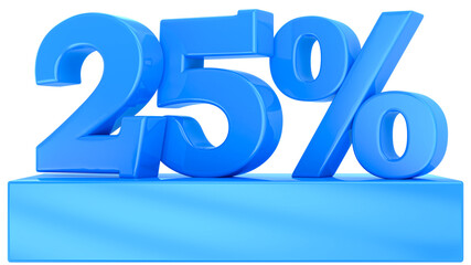 25 Percent Blue Number 3D Rendering